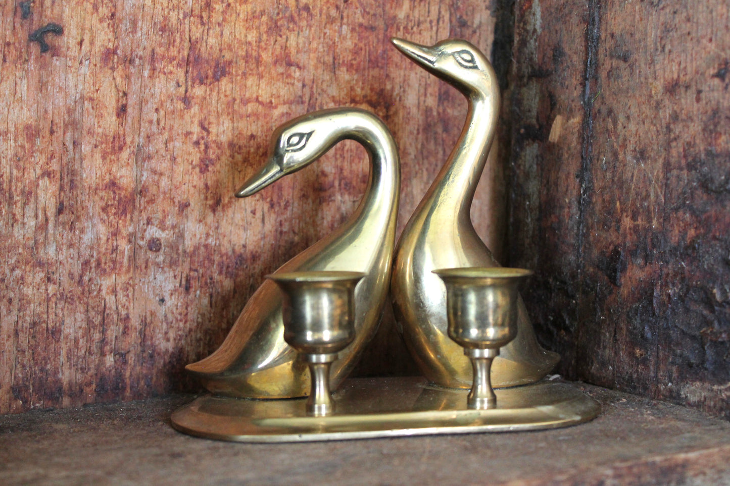 Brass Swan Candelabra