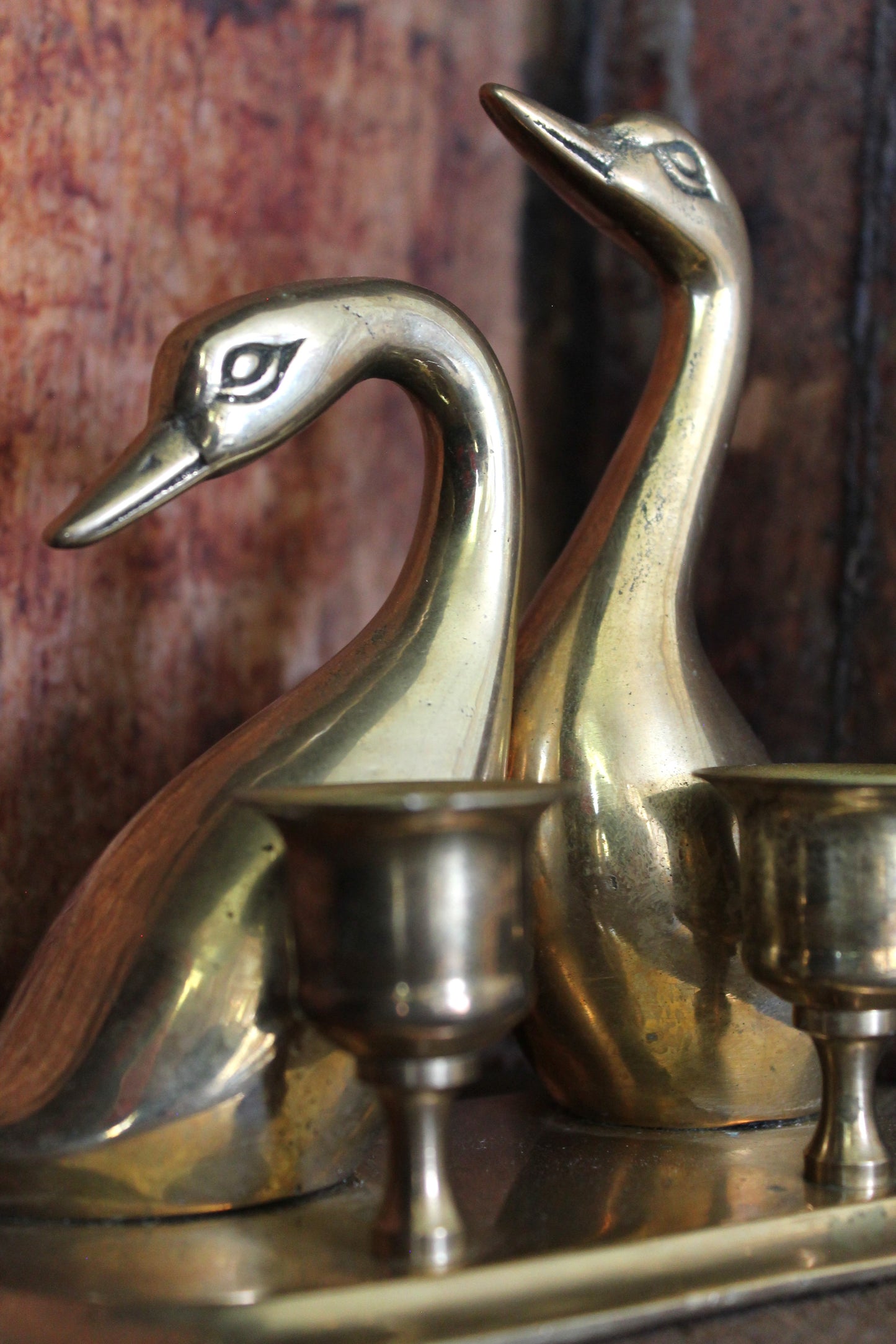 Brass Swan Candelabra