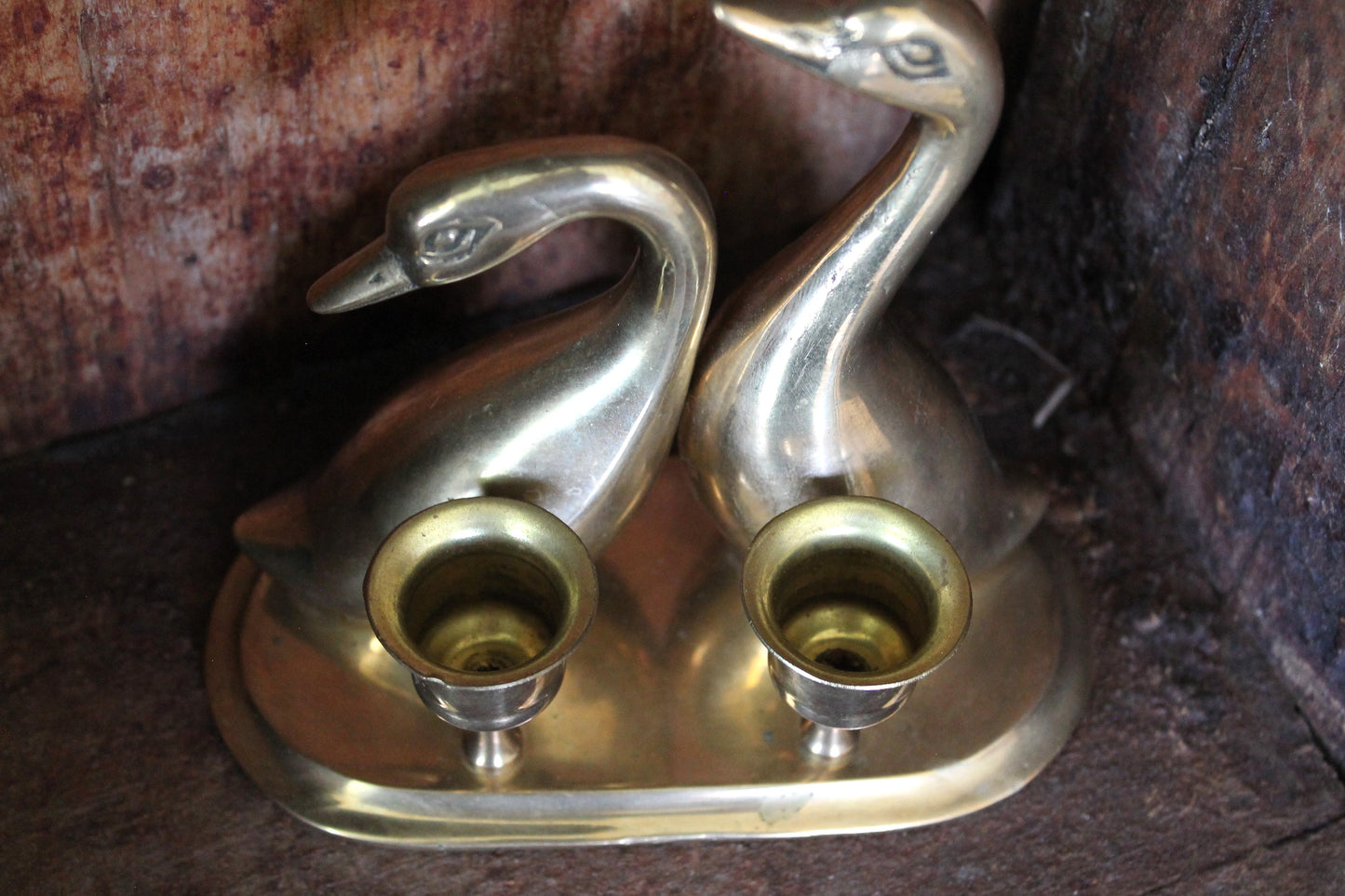 Brass Swan Candelabra