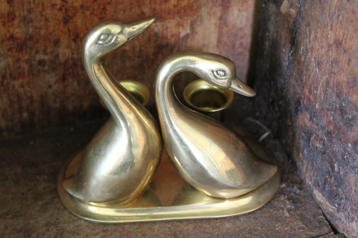 Brass Swan Candelabra