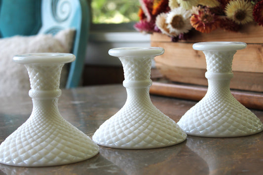 Set of 3 Milk Glass Holders